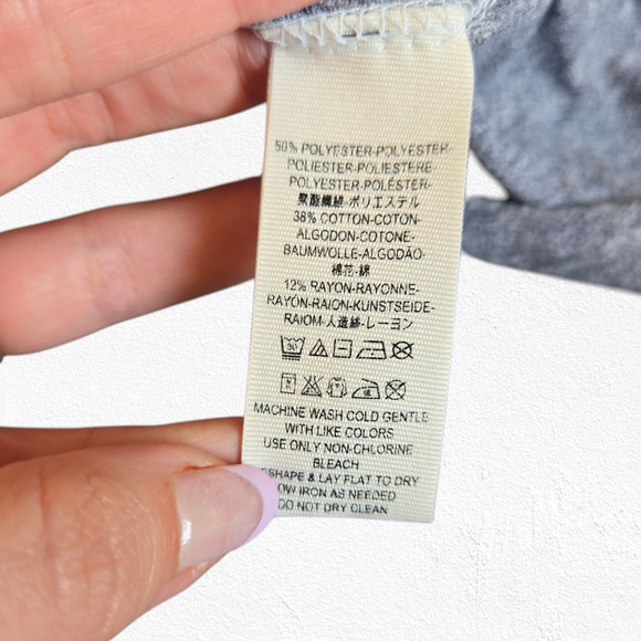 We the Free Blue Grey Cloud Nine Sleeve Peplum Hem Oversized Blouse Size Medium - Picture 8 of 12